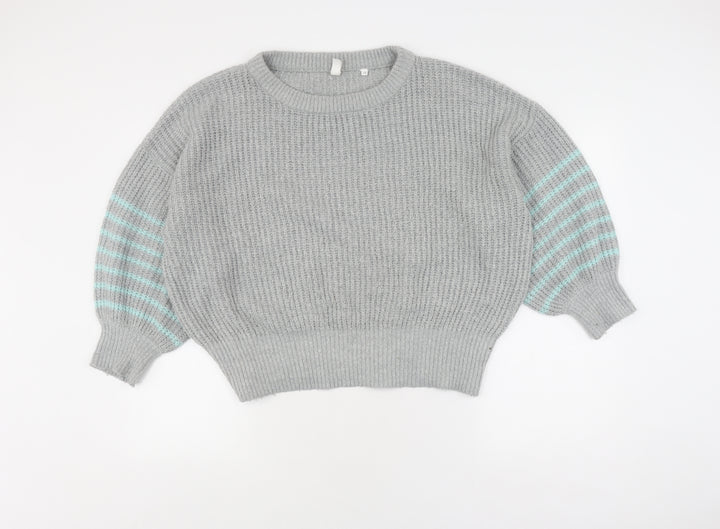 And/Or Women's Grey Striped Pullover Jumper Size 12