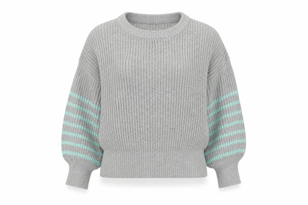 Front view of And/Or Women's Grey Striped jumper, size 12