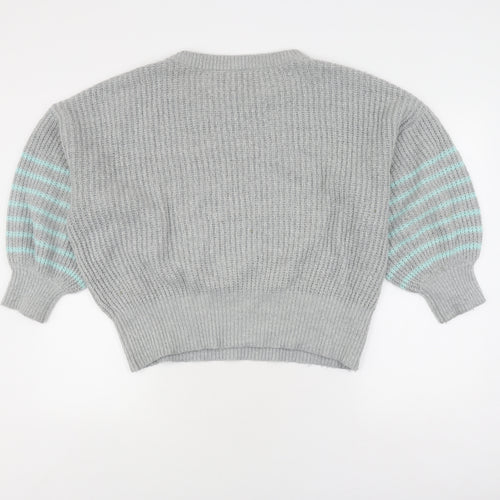 And/Or Women's Grey Striped Pullover Jumper Size 12