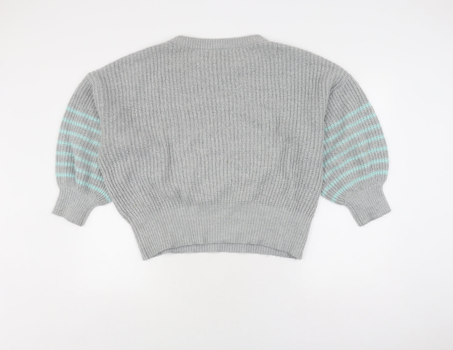 And/Or Women's Grey Striped Pullover Jumper Size 12