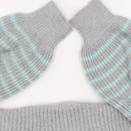 And/Or Women's Grey Striped Pullover Jumper Size 12