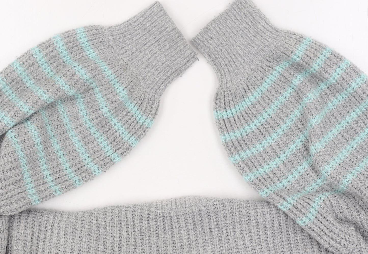 And/Or Women's Grey Striped Pullover Jumper Size 12