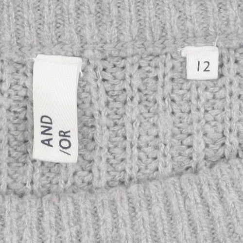 And/Or Women's Grey Striped Pullover Jumper Size 12