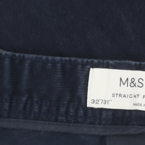 Marks and Spencer Women's Blue Straight Trousers, Size 32