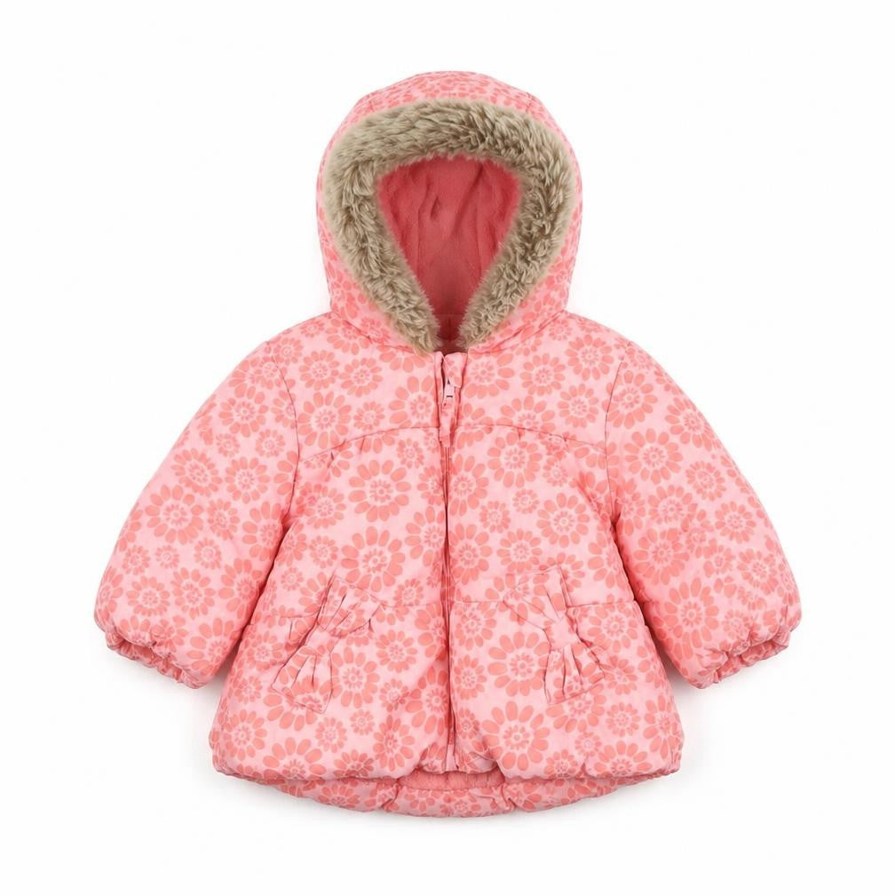 Marks and Spencer Girls Pink Floral Puffer Jacket 3-6M