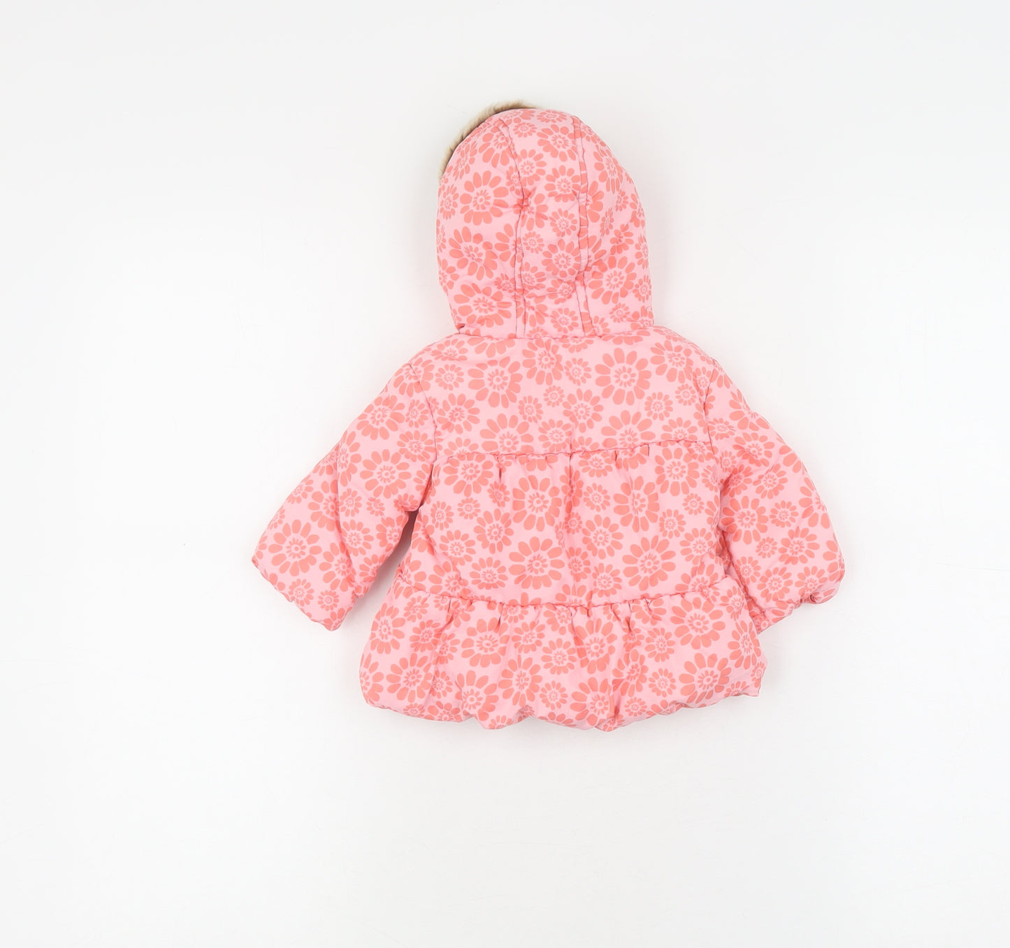 Marks and Spencer Girls Pink Floral Puffer Jacket 3-6M