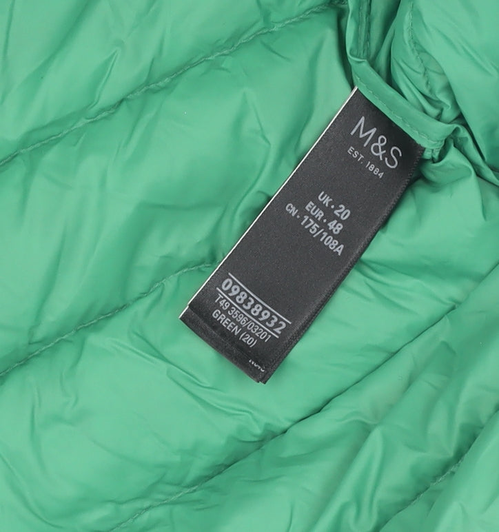 Marks and Spencer Women's Green Size 20 Puffer Waistcoat