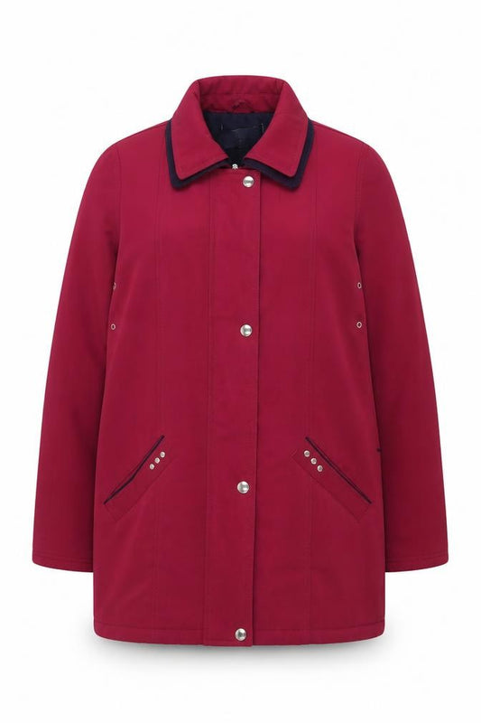 Front view of EWM Women's Purple Jacket, size 16, Mid-Length, Stylish