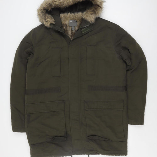ASOS Men's Green Parka Jacket M with Hooded Lining