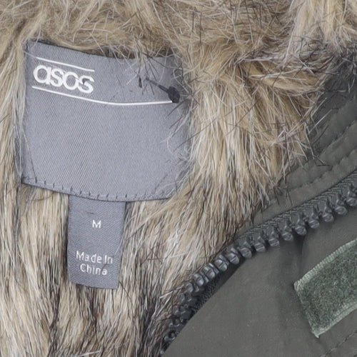 ASOS Men's Green Parka Jacket M with Hooded Lining