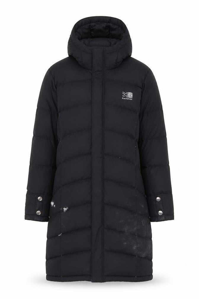 Front view of Karrimor Women's Black Puffer Jacket, size 8, Hooded