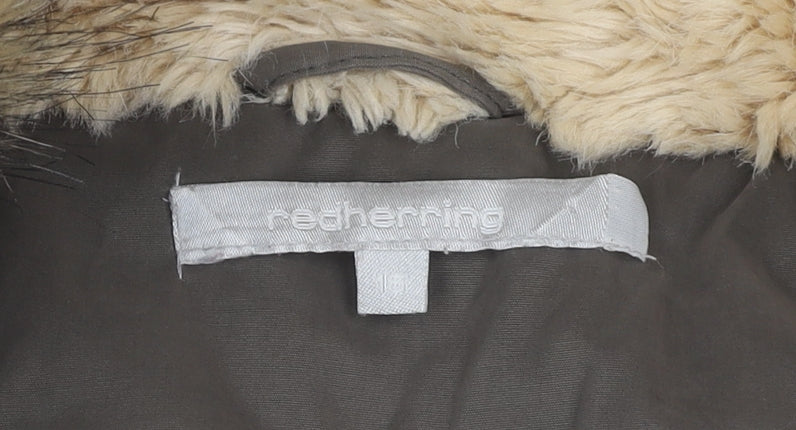 Red Herring Women's Brown Parka Coat Size 16