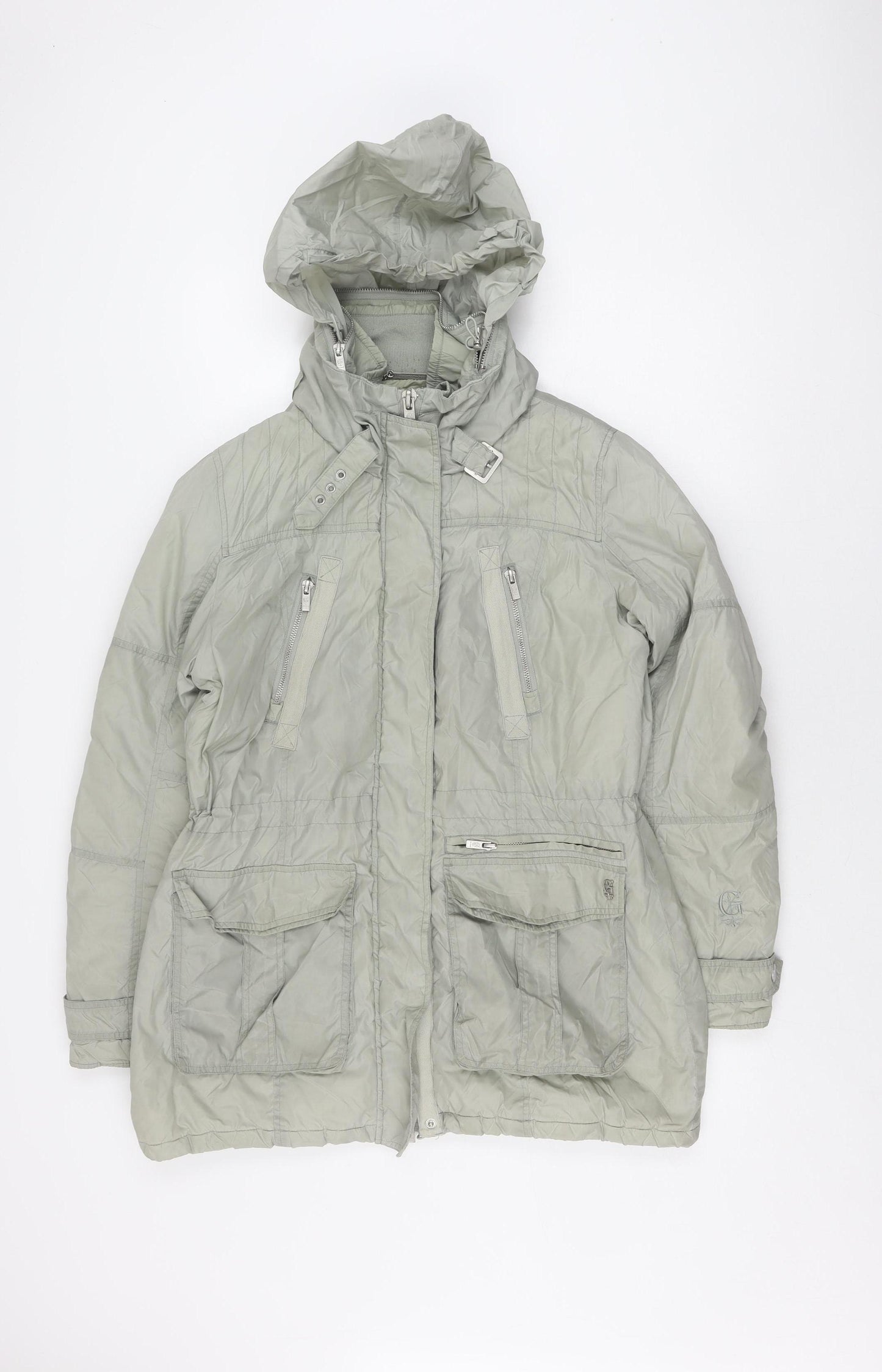 Giacomo Women's Grey XL Puffer Jacket - Hooded, Zipped Pockets