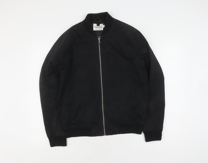 Topman Men's Black Bomber Jacket, Size S Regular Fit