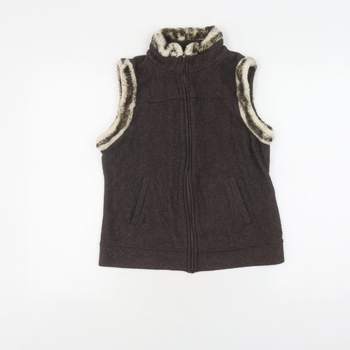 Marks and Spencer Brown Sleeveless Waistcoat for Women, Size 8
