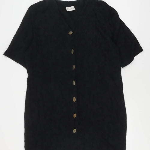 Essence Women's Black Floral Plus Size Shift Dress