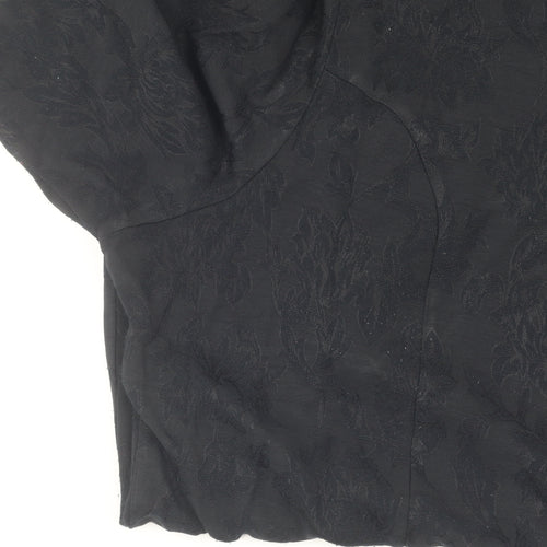 Essence Women's Black Floral Plus Size Shift Dress