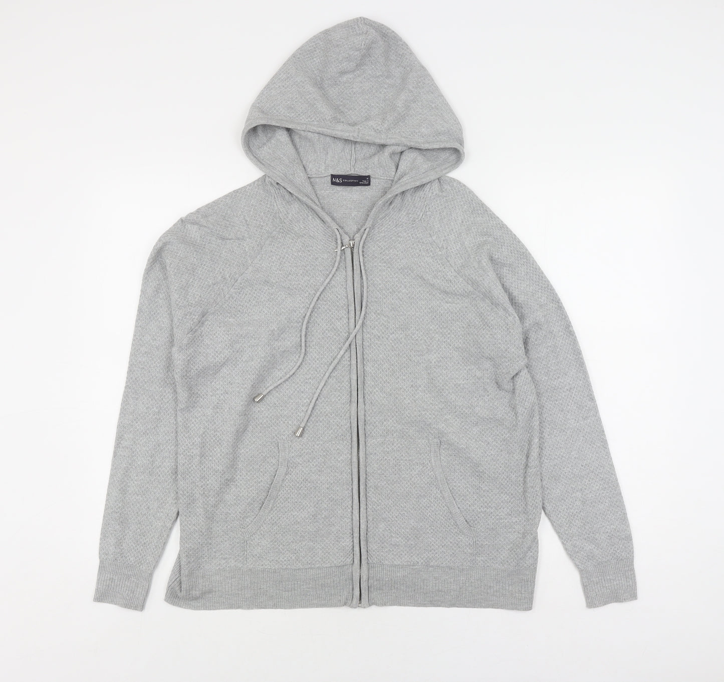 Marks and Spencer Women's Grey Full Zip Hoodie M