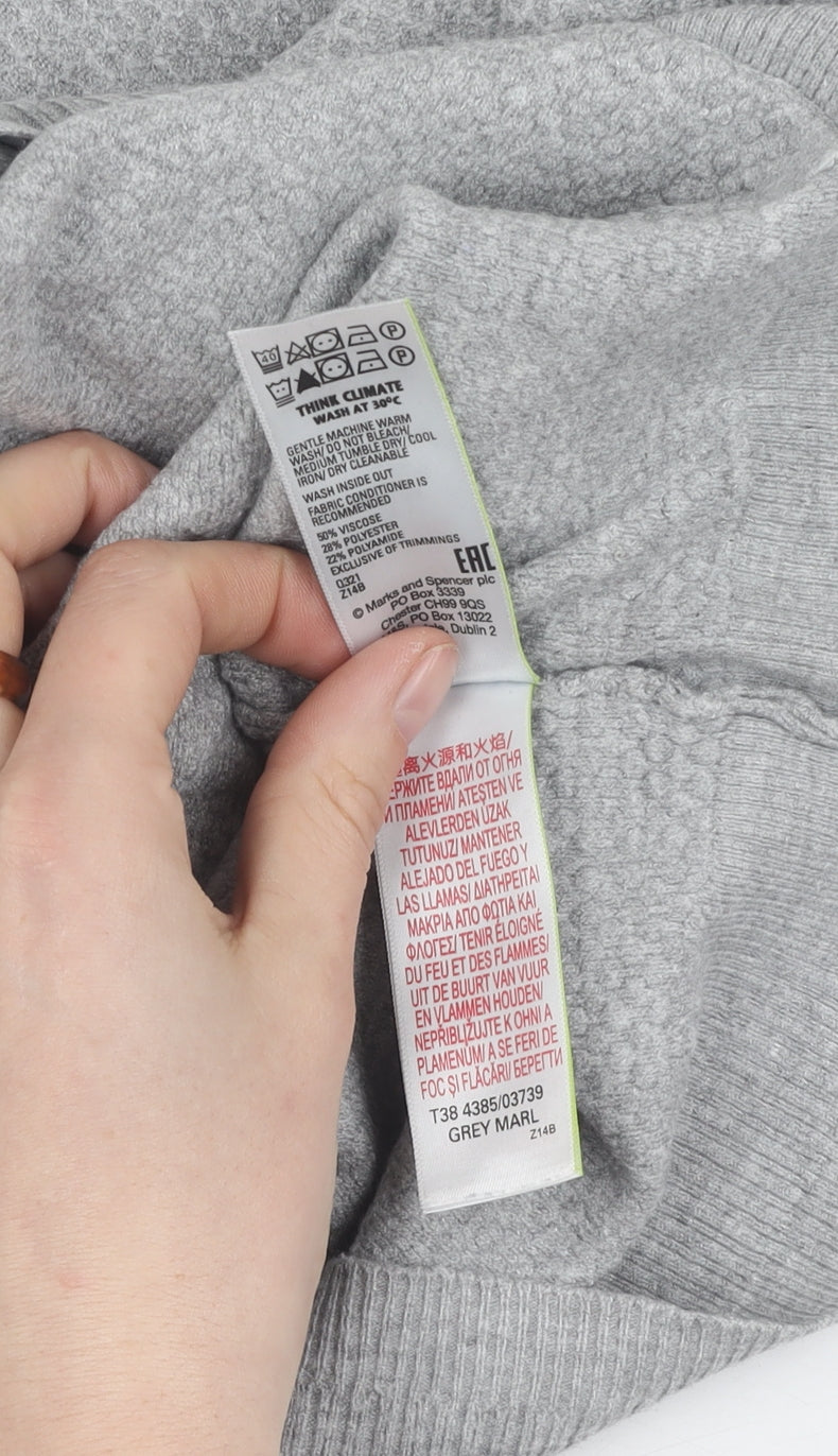 Marks and Spencer Women's Grey Full Zip Hoodie M