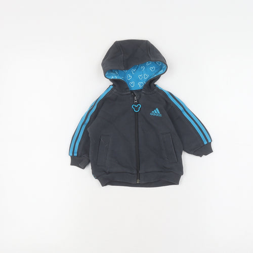 Adidas Unisex Baby Black Full Zip Jumper 3-6 Months