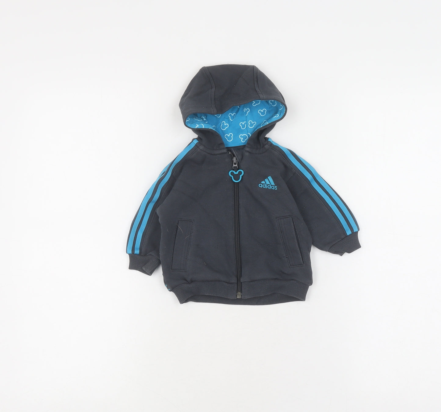 Adidas Unisex Baby Black Full Zip Jumper 3-6 Months