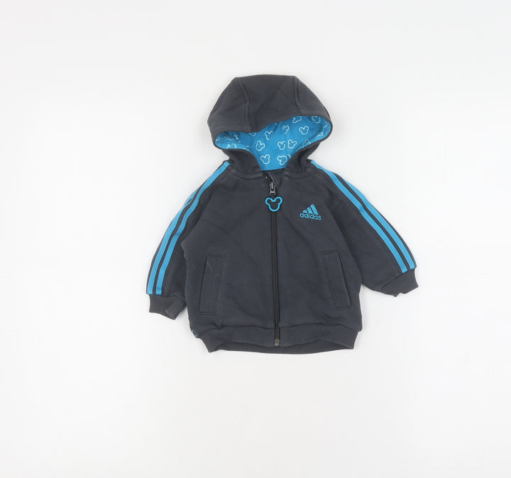 Adidas Unisex Baby Black Full Zip Jumper 3-6 Months