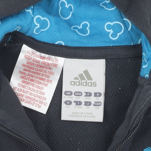 Adidas Unisex Baby Black Full Zip Jumper 3-6 Months