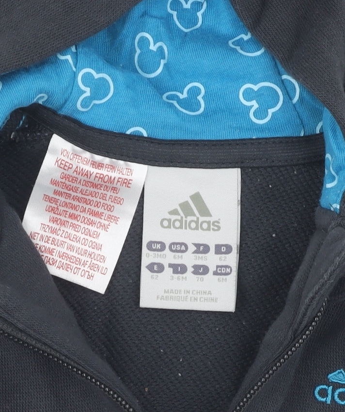 Adidas Unisex Baby Black Full Zip Jumper 3-6 Months