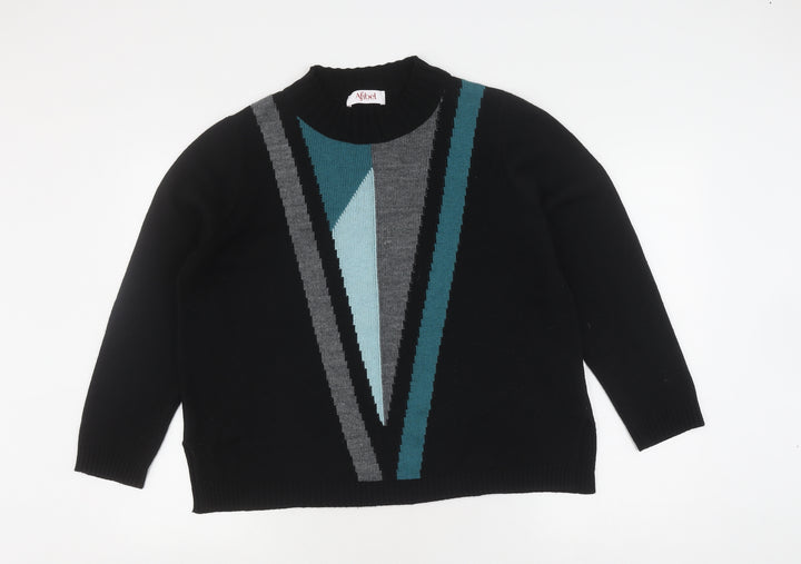 Afibel Women's Black Geometric Pullover Jumper Size 12