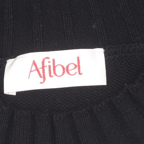 Afibel Women's Black Geometric Pullover Jumper Size 12