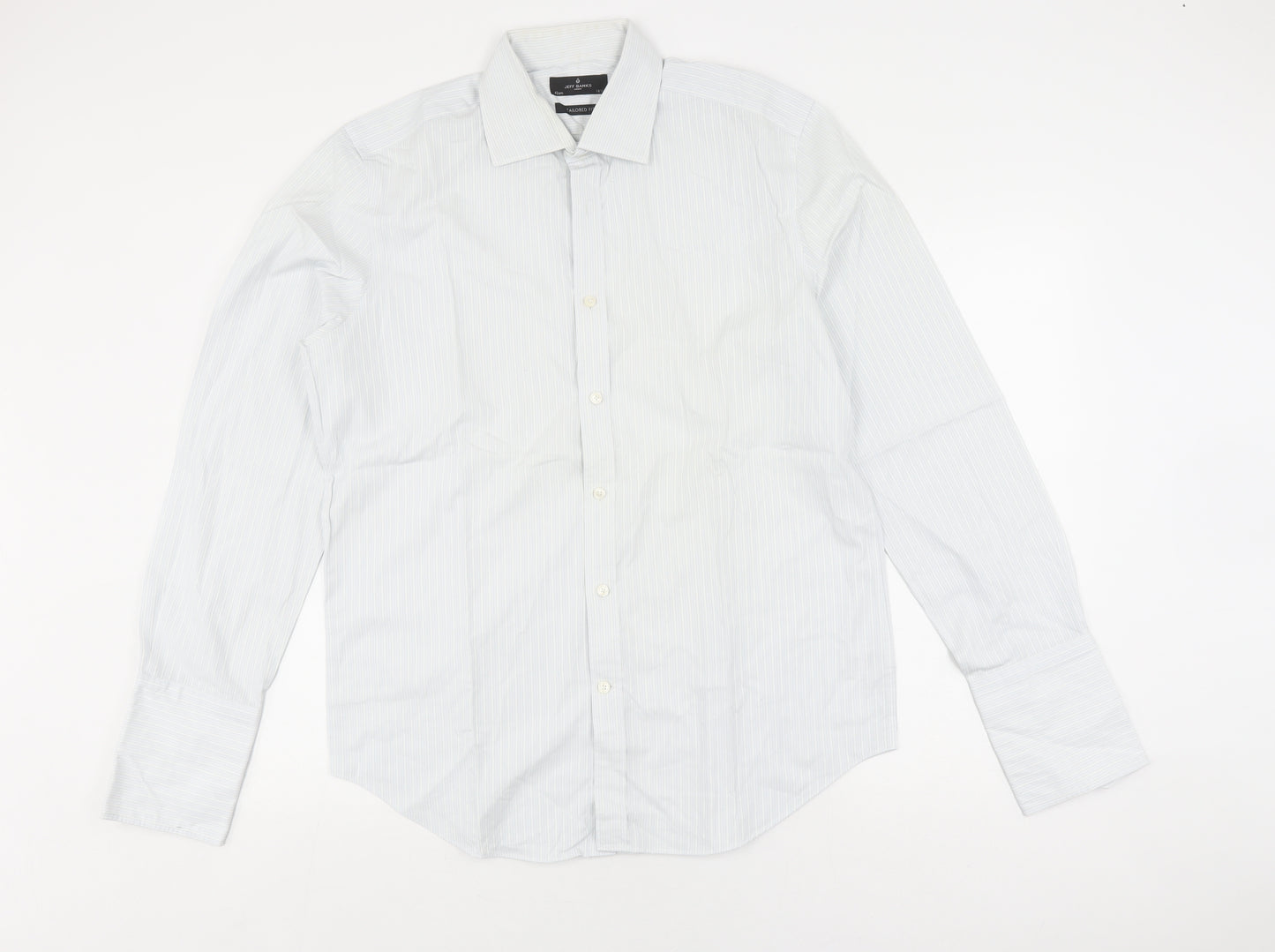Jeff Banks Men's White Striped Long Sleeve Slim Fit Shirt