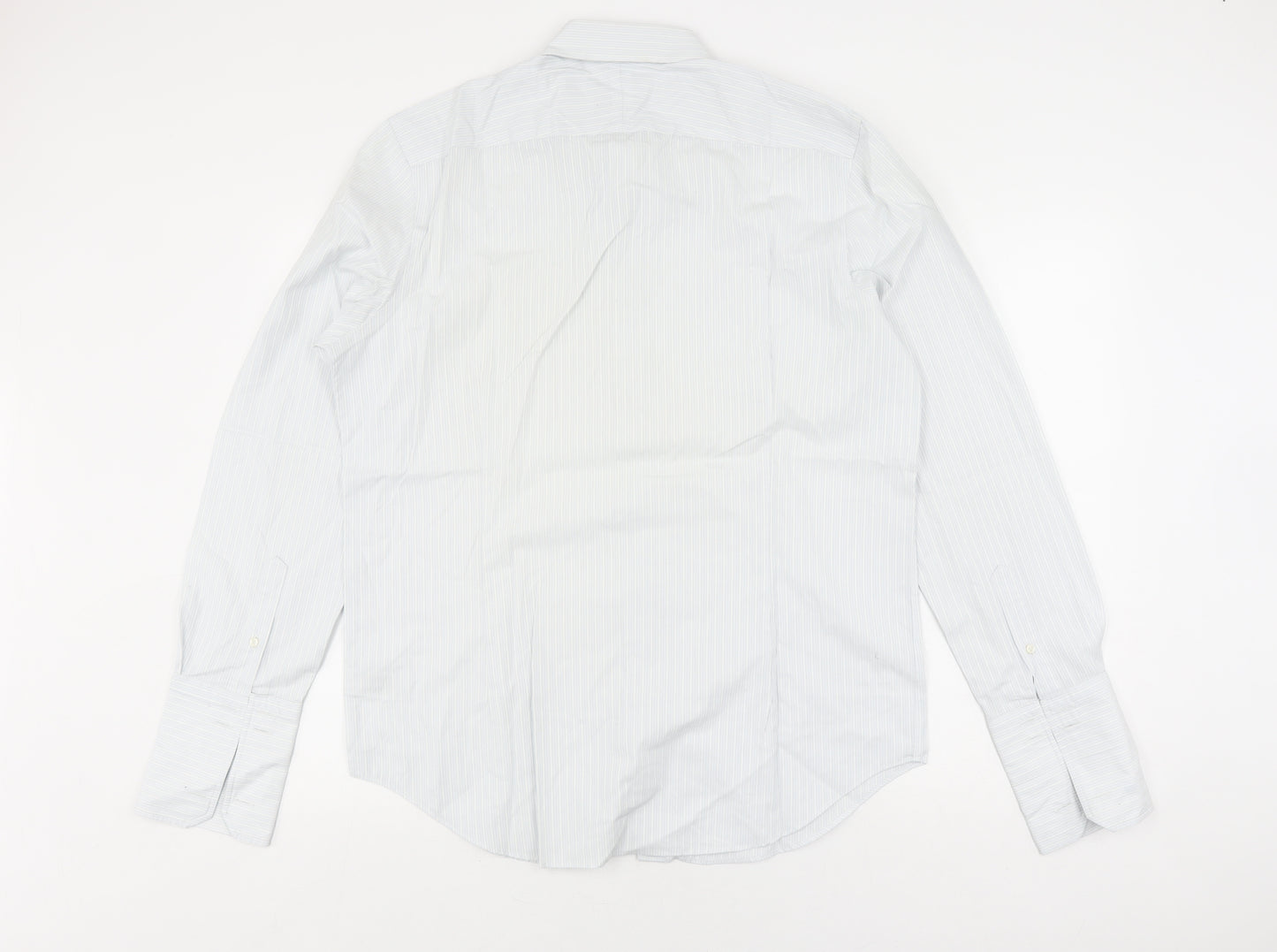 Jeff Banks Men's White Striped Long Sleeve Slim Fit Shirt