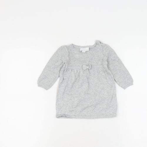 The White Company Grey Knit Dress, Unisex 3-6 Months, Casual