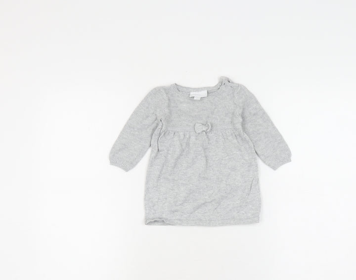 The White Company Grey Knit Dress, Unisex 3-6 Months, Casual