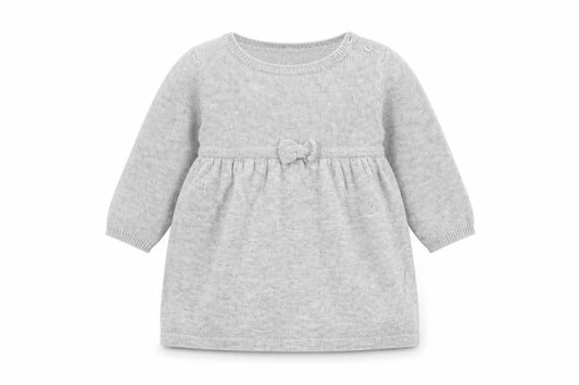 Front view of The White Company Grey Knit Dress, unisex 3-6 months, casual