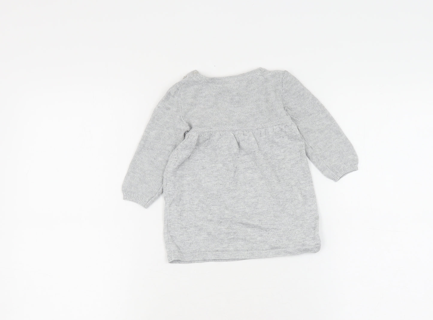 The White Company Grey Knit Dress, Unisex 3-6 Months, Casual