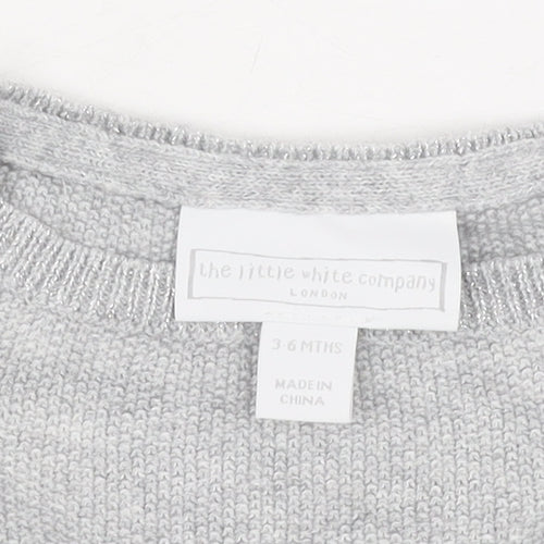 The White Company Grey Knit Dress, Unisex 3-6 Months, Casual