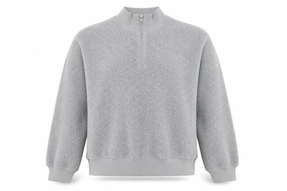 Front view of Topshop Women's Grey Pullover Sweatshirt, size 10, Bouclé