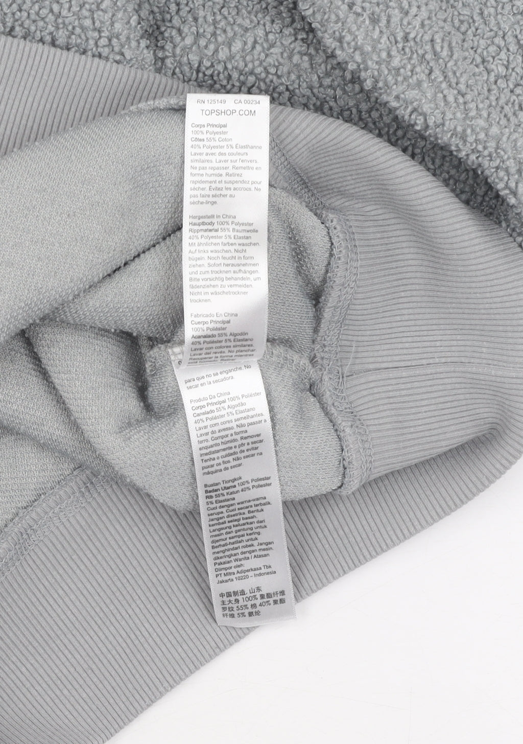 Topshop Women's Grey Pullover Sweatshirt, Size 10, Bouclé