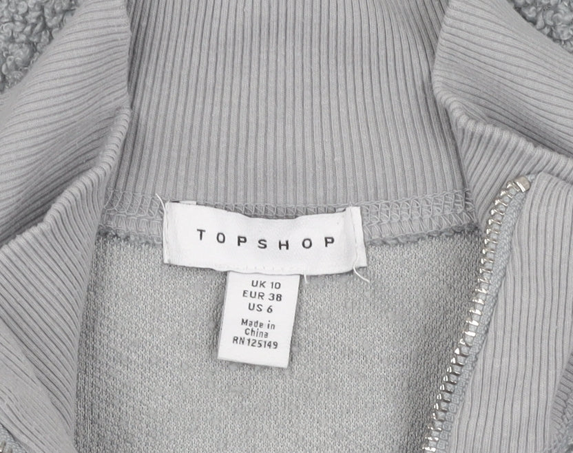 Topshop Women's Grey Pullover Sweatshirt, Size 10, Bouclé