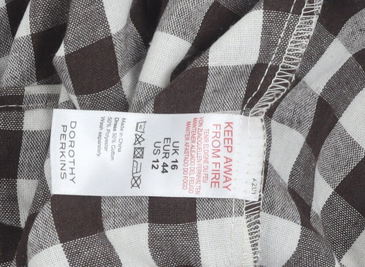 Dorothy Perkins Women's Brown Check Mini Dress Size 16