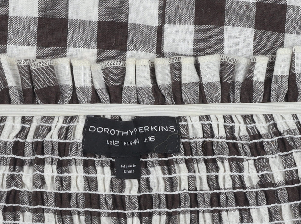 Dorothy Perkins Women's Brown Check Mini Dress Size 16