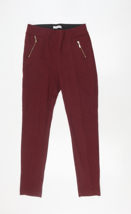 Marks and Spencer Women's Red Leggings Size 10 with Zip Accents