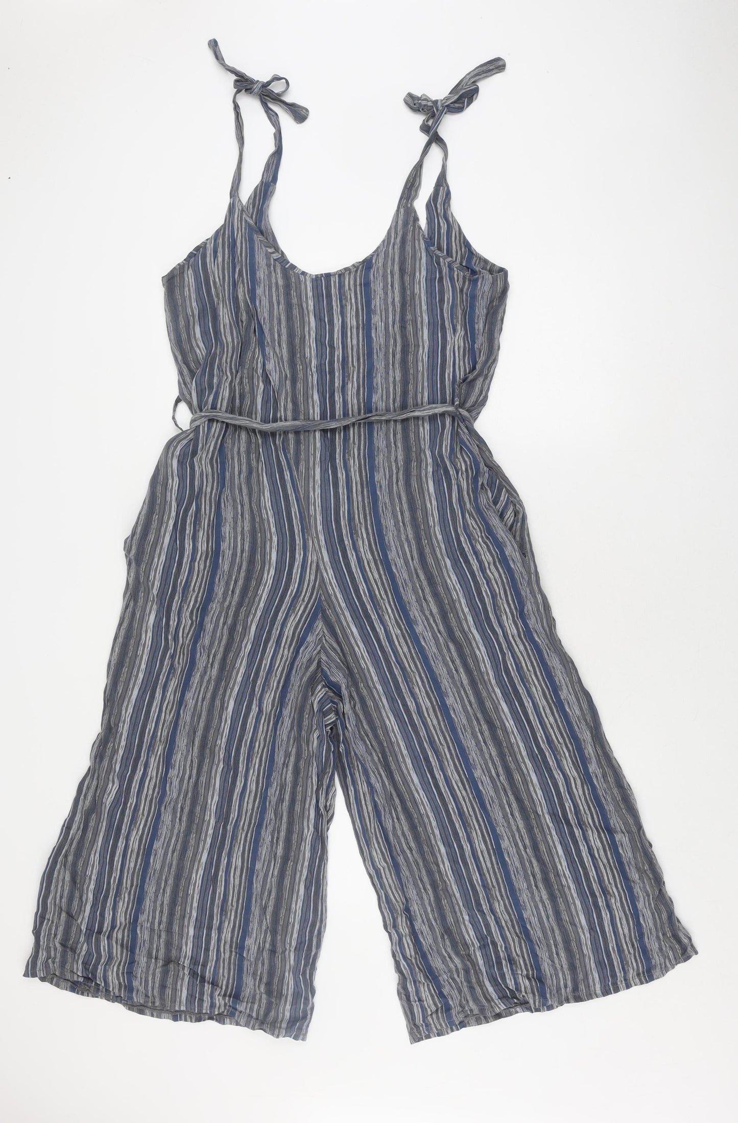 Seven Style Women's Blue Striped Jumpsuit, One Size