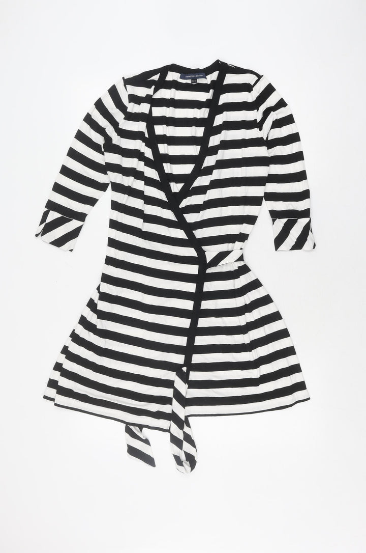 French Connection Women's Black Striped Wrap Blouse