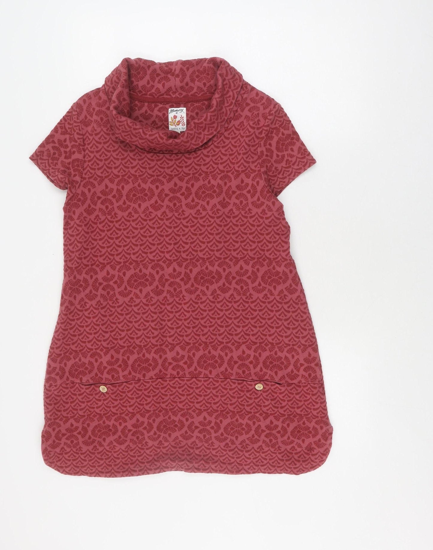 Mantaray Women's Red Geometric Cowl Neck T-Shirt Size 16