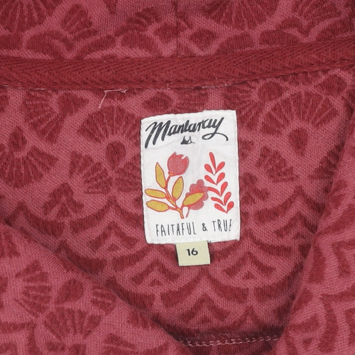 Mantaray Women's Red Geometric Cowl Neck T-Shirt Size 16