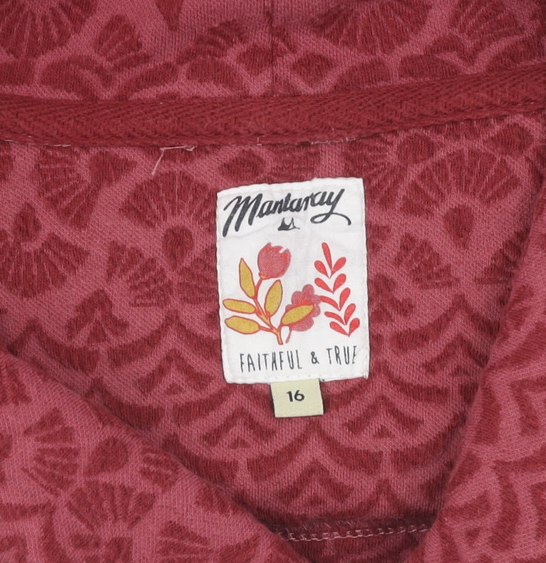 Mantaray Women's Red Geometric Cowl Neck T-Shirt Size 16