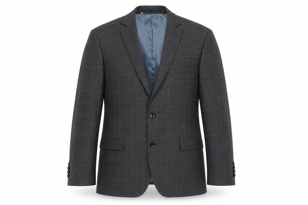 Front view of Moss 1851 Men's Grey Check Blazer, 38S