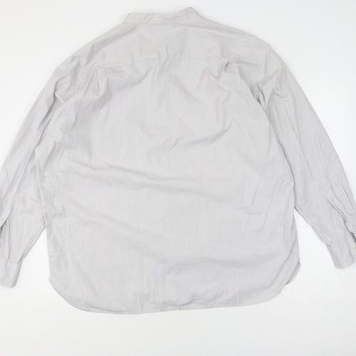UNIQLO Men's Grey Striped Button-Up Shirt 2XL